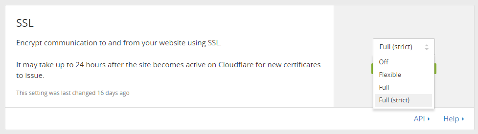 Cloudflare SSL Full (strict)